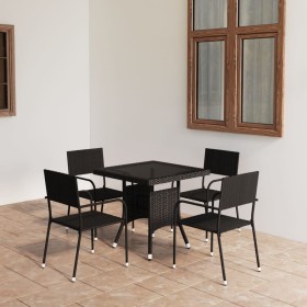 Juego de comedor para jardín 5 piezas ratán sintético negro de vidaXL, Conjuntos de jardín - Ref: Foro24-3059442, Precio: 213...