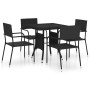 5-Piece Black Synthetic Rattan Garden Dining Set by vidaXL, Garden sets - Ref: Foro24-3059442, Price: 269,10 €, Discount: %