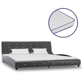 Bed with viscoelastic mattress gray synthetic leather 180x200 cm by vidaXL, Beds and slatted bases - Ref: Foro24-277568, Pric...