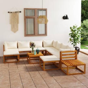 Garden furniture 12 pcs cream cushions solid acacia wood by vidaXL, Garden sets - Ref: Foro24-3057650, Price: 1,00 €, Discoun...