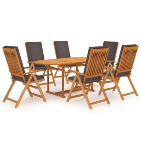 Garden dining set 7 pieces solid teak and gray cushions by vidaXL, Garden sets - Ref: Foro24-3059555, Price: 1,00 €, Discount: %