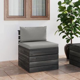 Zentrales Sofa aus Gartenpaletten mit Kissen aus Kiefernholz von vidaXL, Modulare Sofas für den Außenbereich - Ref: Foro24-30...