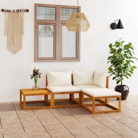 Garden furniture 4 pcs cream cushions solid acacia wood by vidaXL, Garden sets - Ref: Foro24-3057632, Price: 342,38 €, Discou...