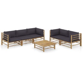 6-piece bamboo garden furniture set with dark gray cushions by vidaXL, Garden sets - Ref: Foro24-3058210, Price: 575,99 €, Di...