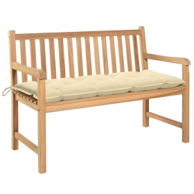 Garden bench solid teak wood and cream white cushion 120 cm by vidaXL, garden benches - Ref: Foro24-3062693, Price: 243,99 €,...