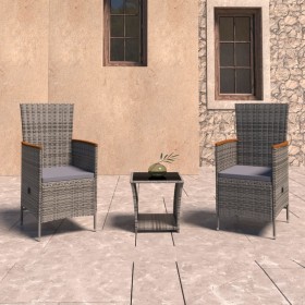 3-piece garden furniture set and gray synthetic rattan cushions by vidaXL, Garden sets - Ref: Foro24-3059364, Price: 381,34 €...