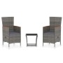 3-piece garden furniture set and gray synthetic rattan cushions by vidaXL, Garden sets - Ref: Foro24-3059364, Price: 371,99 €...