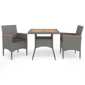 Garden furniture 3 pieces gray synthetic rattan and acacia by vidaXL, Garden sets - Ref: Foro24-3058317, Price: 252,74 €, Dis...