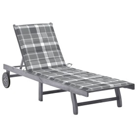 Garden lounger with solid gray acacia wood cushion by vidaXL, Loungers - Ref: Foro24-3061373, Price: 187,99 €, Discount: %