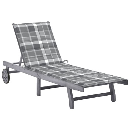 Garden lounger with solid gray acacia wood cushion by vidaXL, Loungers - Ref: Foro24-3061373, Price: 188,37 €, Discount: %