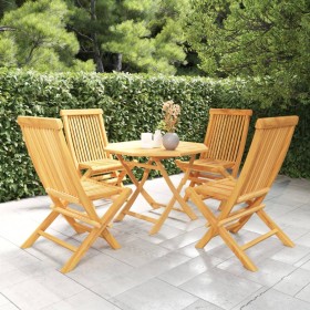 Garden dining set 5 pieces solid teak wood by vidaXL, Garden sets - Ref: Foro24-3059581, Price: 331,55 €, Discount: %