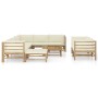 Set de muebles de jardín 10 piezas bambú y cojines blanco crema de vidaXL, Conjuntos de jardín - Ref: Foro24-3058221, Precio:...