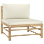 Set de muebles de jardín 10 piezas bambú y cojines blanco crema de vidaXL, Conjuntos de jardín - Ref: Foro24-3058221, Precio:...