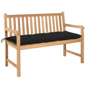 Solid teak wood garden bench with black cushion 120 cm by vidaXL, garden benches - Ref: Foro24-3062698, Price: 258,99 €, Disc...