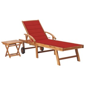 Liege mit Tisch und Kissen aus massivem Teakholz von vidaXL, Liegen - Ref: Foro24-3063027, Preis: 309,99 €, Rabatt: %