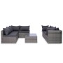 Set de muebles de jardín 10 pzas y cojines ratán sintético gris de vidaXL, Conjuntos de jardín - Ref: Foro24-3059489, Precio:...