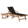 Lounger with solid teak wood table and cushion by vidaXL, Loungers - Ref: Foro24-3063028, Price: 310,30 €, Discount: %