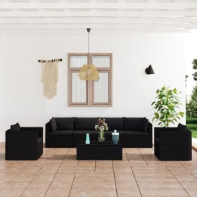 Garden furniture set, 7 pieces, with black synthetic rattan cushions. by vidaXL, Garden sets - Ref: Foro24-3059500, Price: 79...