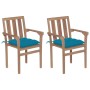 Garden chairs 2 pcs teak wood with light blue cushions by vidaXL, Garden chairs - Ref: Foro24-3062227, Price: 238,82 €, Disco...