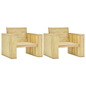 Sillas de jardín 2 uds madera de pino impregnada 89x76x76 cm de vidaXL, Sillas de jardín - Ref: Foro24-3053201, Precio: 329,5...