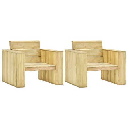 Sillas de jardín 2 uds madera de pino impregnada 89x76x76 cm de vidaXL, Sillas de jardín - Ref: Foro24-3053201, Precio: 329,5...