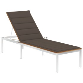 Lounger with solid acacia wood and stainless steel cushion by vidaXL, Loungers - Ref: Foro24-3061466, Price: 224,64 €, Discou...