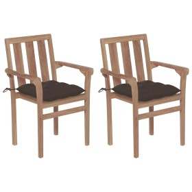 Garden chairs 2 pcs teak wood with taupe gray cushions by vidaXL, Garden chairs - Ref: Foro24-3062231, Price: 229,10 €, Disco...