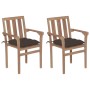 Garden chairs 2 pcs teak wood with taupe gray cushions by vidaXL, Garden chairs - Ref: Foro24-3062231, Price: 245,99 €, Disco...