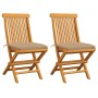 Garden chairs 2 units teak wood with beige cushions by vidaXL, Garden chairs - Ref: Foro24-3062478, Price: 133,09 €, Discount: %