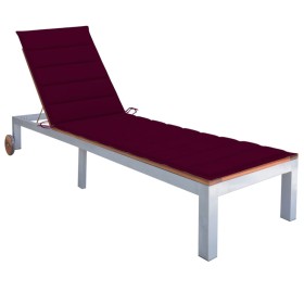 Sun lounger with solid acacia wood and galvanized steel cushion by vidaXL, Loungers - Ref: Foro24-3061551, Price: 260,99 €, D...