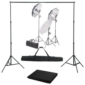 Fotostudio-Set mit Beleuchtungsset und Hintergrund von vidaXL, Blitze und Studiobeleuchtung - Ref: Foro24-3055124, Preis: 210...