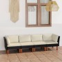 4-Sitzer-Gartensofa mit schwarzen synthetischen Rattankissen von vidaXL, Gartensets - Ref: Foro24-3059730, Preis: 284,85 €, R...