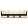 4-Sitzer-Gartensofa mit schwarzen synthetischen Rattankissen von vidaXL, Gartensets - Ref: Foro24-3059730, Preis: 280,99 €, R...