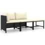 Set de muebles de jardín 3 pzas y cojines ratán sintético negro de vidaXL, Conjuntos de jardín - Ref: Foro24-3059778, Precio:...