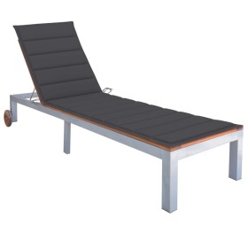 Lounger with cushion solid acacia wood and galvanized steel by vidaXL, Loungers - Ref: Foro24-3061542, Price: 274,21 €, Disco...