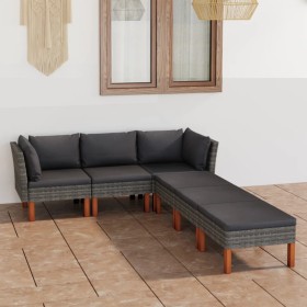 6-piece garden furniture set and gray synthetic rattan cushions by vidaXL, Garden sets - Ref: Foro24-3059728, Price: 379,99 €...