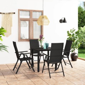 Juego de comedor para jardín 5 piezas negro de vidaXL, Conjuntos de jardín - Ref: Foro24-3060047, Precio: 389,56 €, Descuento: %