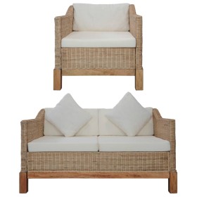 2-Piece Sofa Set with Natural Rattan Cushions by vidaXL, Sofas - Ref: Foro24-278614, Price: 722,99 €, Discount: %