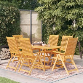 7-piece solid teak wood garden dining set by vidaXL, Garden sets - Ref: Foro24-3059528, Price: 743,67 €, Discount: %