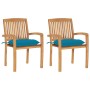 Garden chairs 2 units teak wood with light blue cushions by vidaXL, Garden chairs - Ref: Foro24-3063271, Price: 248,09 €, Dis...