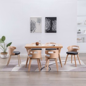 Dining chairs 6 pcs curved wood black synthetic leather by vidaXL, dining chairs - Ref: Foro24-278855, Price: 667,99 €, Disco...