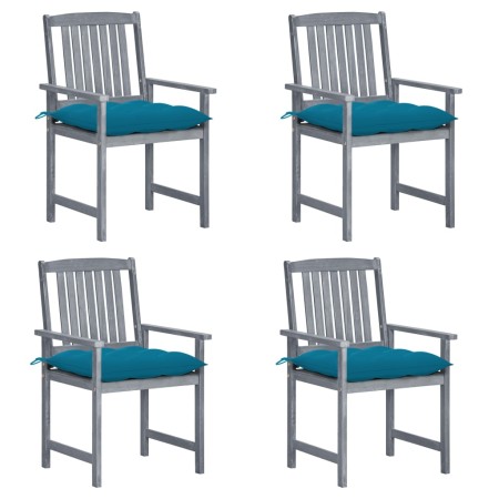 Garden chairs with cushions 4 pcs solid gray acacia wood by vidaXL, Garden chairs - Ref: Foro24-3061260, Price: 260,21 €, Dis...