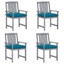 Garden chairs with cushions 4 pcs solid gray acacia wood by vidaXL, Garden chairs - Ref: Foro24-3061260, Price: 260,21 €, Dis...