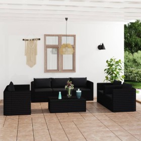 Garden furniture set 9 pieces with black synthetic rattan cushions by vidaXL, Garden sets - Ref: Foro24-3059498, Price: 859,9...