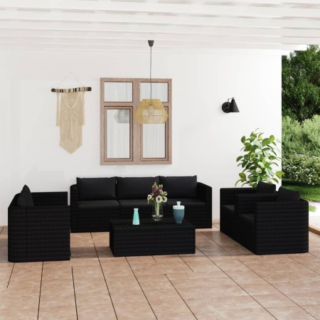 9-teiliges Gartenmöbel-Set synthetische Rattankissen schwarz von vidaXL, Gartensets - Ref: Foro24-3059498, Preis: 858,43 €, R...