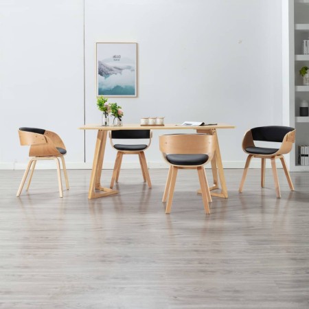 Dining chairs 4 pcs curved wood black synthetic leather by vidaXL, dining chairs - Ref: Foro24-278866, Price: 618,99 €, Disco...