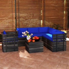 Garden pallet furniture 7 pieces cushions solid pine wood by vidaXL, Garden sets - Ref: Foro24-3061921, Price: 623,99 €, Disc...