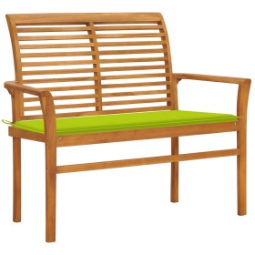 Teak wood garden bench with bright green cushion 112 cm by vidaXL, garden benches - Ref: Foro24-3062660, Price: 141,99 €, Dis...