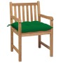 Garden chairs 2 pcs solid teak wood with green cushions by vidaXL, Garden chairs - Ref: Foro24-3062750, Price: 273,04 €, Disc...