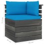 Corner sofa made of garden pallets with pine wood cushions by vidaXL, Modular outdoor sofas - Ref: Foro24-3061651, Price: 110...